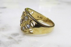 Ross Simons GP Sterling Silver Dome Ring w/ Unknown Stones ~ 6.4g ~ 4-C328