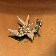 Vintage Enamel Swallow Bird Brooch Pin Blue Swift Folk Art Flying Animal Marine
