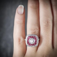 1Ct White Round Cut CZ Art Deco Style Bezel Set Engagement Ring In 925 Silver