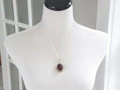 Vintage Sterling Silver 925 Signed Huge Amethyst Look Chain Necklace 20″