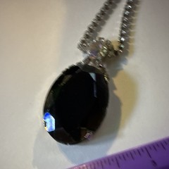 Vintage Mystic Crystal Large Oval Statement Pendant Necklace Missing Clasp