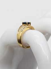 $7000 3.50ct Natural ROYAL Blue Sapphire VS G Diamond 18k Yellow Gold Ring Band