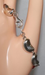 Vintage Sterling Silver FAS Bean Link Bracelet 13 grams 7.5 inches
