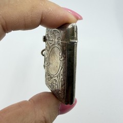 925 Sterling Silver Vintage Match Safe Antique Etched Scroll Vesta Case 14.8g