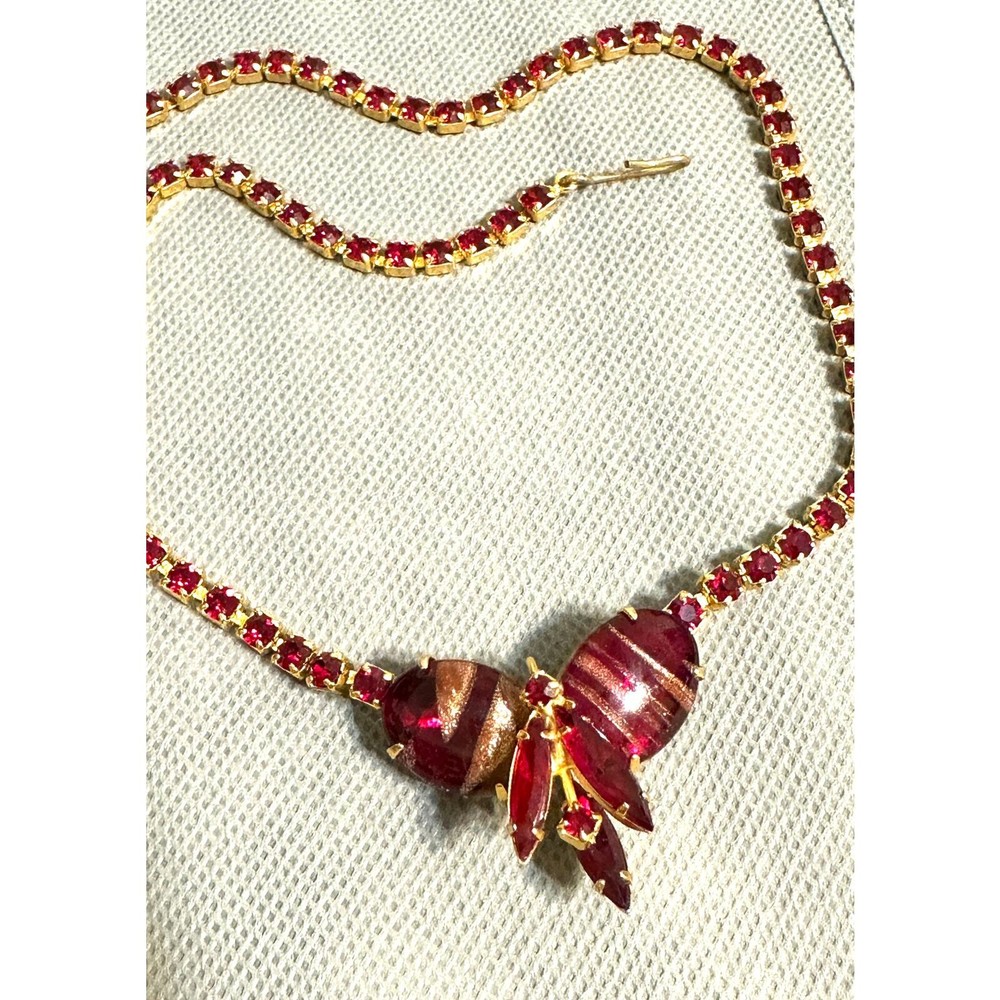 Delizza and Elster Juliana Necklace–Red Gold Shimmer Stones