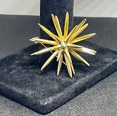 Vintage Brooch Pin Star⭐️Sunburst☀️ Flower GoldTone Abstact 2 Inches Layered