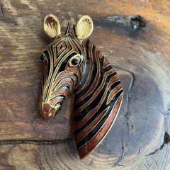 Vintage Signed MMA CINER Black Enamel and Rhinestone ZEBRA Pin Brooch – MINT