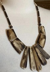 Vintage Cattle Horn Natural NATIVE Bib Necklace 23” Rustic Bohemian – AS IS