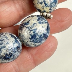 Vintage Lady Remington Blue White Beaded Collar Necklace Signed LR 19”