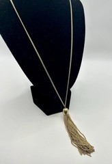 Gold Tone Long Tassel Pendant Necklace – Adjustable Chain