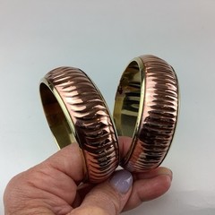 Lot of 5 Vintage Boho Bracelets, Stone, Leather, Brass, Copper
