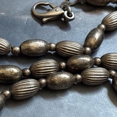 Vintage GI Italy Sterling Silver Corrugated Bead Necklace 16.5 Inches 24.4 Grams