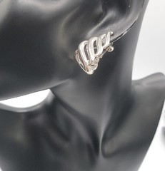Vintage Napier Silver Tone Screw Back Clip On Earrings Twisted Silver Tone Huggi