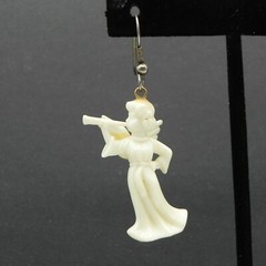 Angels Playing Instruments Dangle Earrings VTG Christmas Holiday Horn Cello