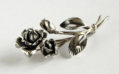 Antique brooch Rose silver 835 jeweler Theodor Klotz TEKA Niměčina Germany Mark