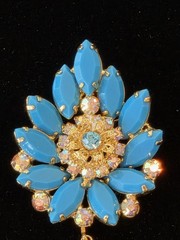 Juliana DE VTG Turquoise Marquise Pendant Necklace Clip Earrings Set READ Detail