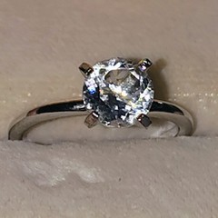 Antique Uncas Mfg. Co. 2Ct. Cubic Zirconia Solitaire Silver Band Ring Size 6.5