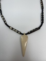 Vintage Tribal Style Horn & Bone Pendant Bead Necklaces – Set of 2 – 18.5”/19”