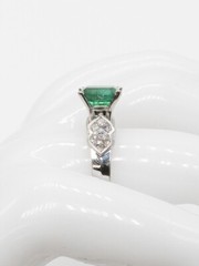 Bellari $12,000 5.50ct Natural Emerald Princess Cut Diamond 18k White Gold Ring