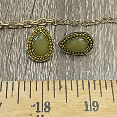 Unbranded Gold Tone Statement Necklace & Earrings Set with Olive Green Stones