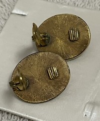 Vtg Signed YSL Yves Saint Laurent Purple Cabochon Clip-On Earrings For Repair