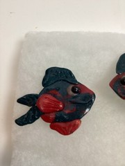 Vintage Multi-color Blue Green Fish Clip-on Earrings.