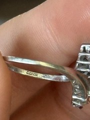 10K White Gold Natural Diamond & Ruby Ring Size 7.5 Vintage Estate 2.39g