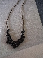 Chan Luu Vintage designer black onyx faceted glass necklace