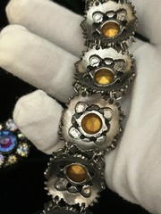 Florenza Signed Demi-Parure Bracelet & Clip On Earrings Set with Aurora Borealis