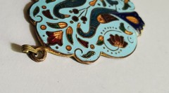 Vintage enameled peacock colorful cloisonne pendant