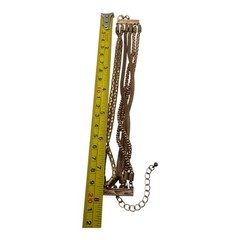Vintage Multi-Strand Gold-Tone Bracelet – Textured Chain Layers, Toggle Clasp