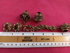 VTG Signed Benedikt NY Renaissance Revival Cabochon Pendants,Earrings, Bracelet