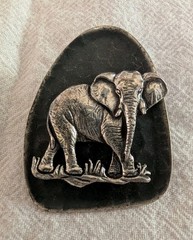 Signed WILD TUIN Kruger Park South Africa Elephant Metal Pin Brooch Vintage