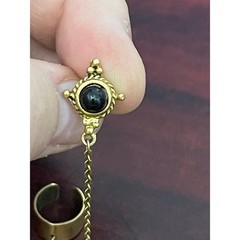 VTG Gold Tone Byzantine Revival Single Cuff Drape Chain Earring Goth Medieval