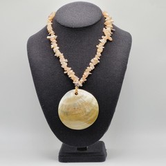 Natural Polished Shell Pendant MOP Abalone Irregular Chip Strand Vtg Necklace