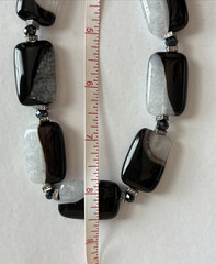 Black & Gray Glass Necklace Beaded Chunky 17”