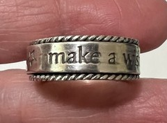 Vintage Signed T&T 925 Sterling Silver MAKE A WISH Spinner Band Ring Size 6.75