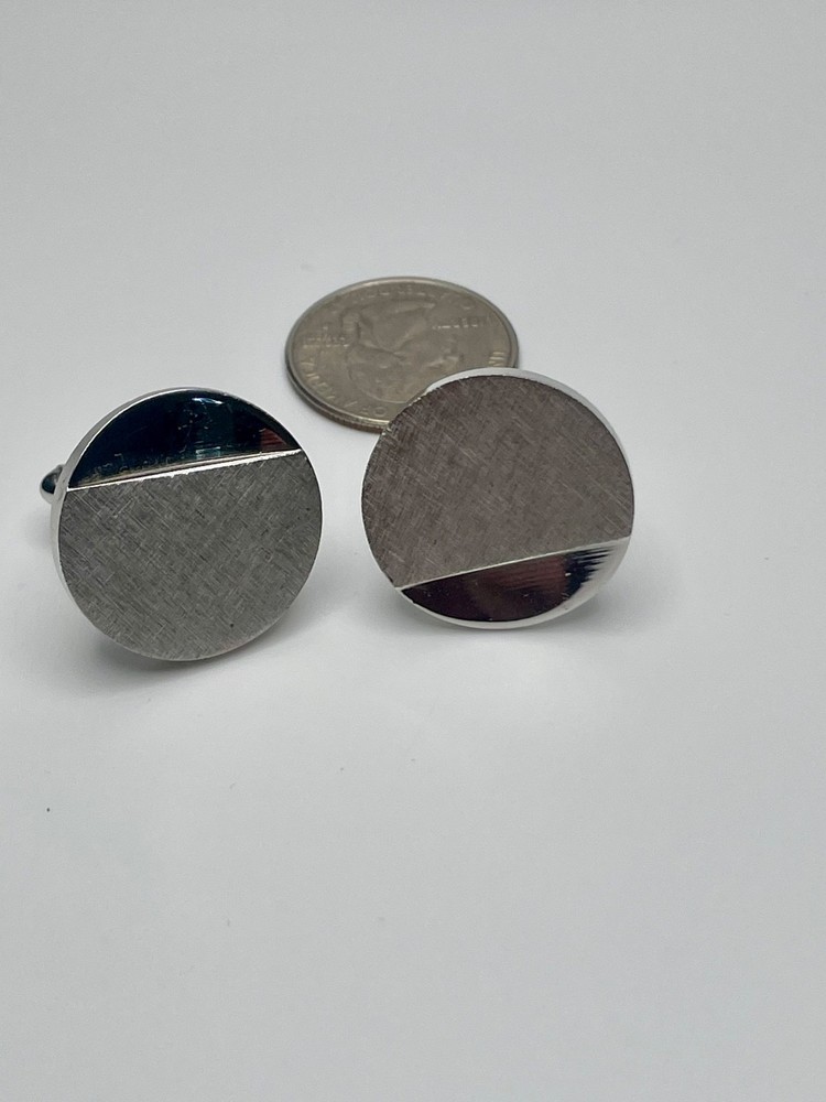 Vintage Silver Toned Split-Face Composition Hayward Cufflinks