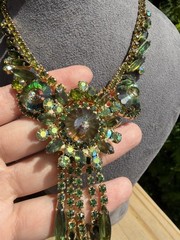Verified Juliana D&E Book piece green Cabochons Necklace And Brooch