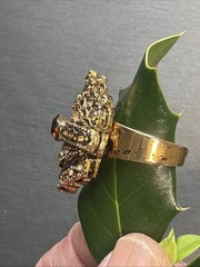 Vintage Ring Cognac Topaz Rhinestone Statement Cocktail Adjustable Size