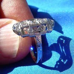Original EARTH MINED DIAMOND Deco Engagement Ring Vintage Style 14K WHITE GOLD 6