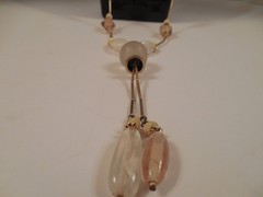 VINTAGE SIGNED CASUAL CORNER BEAD FAUX LIQUID SILVER NECKLACE