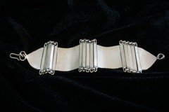 Vintage Silver Plated Brass Elephant Panel Bracelet 6″ Boho Ethnic Tribal