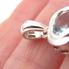 925 Sterling Silver Vintage Real Blue Topaz Heart Charm Pendant
