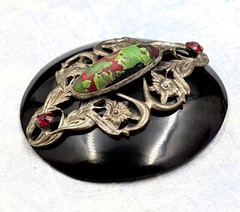 FANTASTIC VINTAGE ART DECO ~ CZECH ~ ART GLASS ~ METAL & EARLY PLASTIC ~ BUTTON