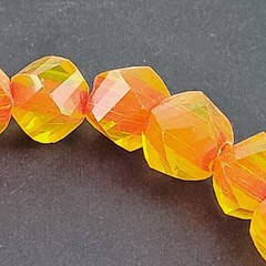 Vintage orange Yellow Faceted Art Glass Bead Bracelet 7″