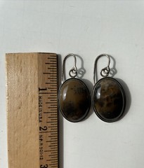 Vintage Jasper Sterling Silver Earrings with Fish Hook Closing; Made In USSR