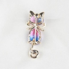 Elegant Vintage Gradient Crystal Cat Brooch Charming Design Ideal Gift Cat Lover