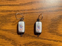 Vintage Russian Enamel Rostov Finift Filigree Rectangle Earrings 1988