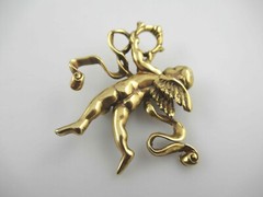 Signed MMA Vintage Gold Tone Cherub Brooch or Pendant Metropolitan Museum of Art